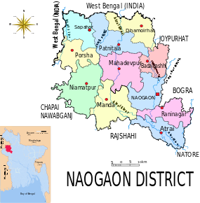 Harta diviziunilor districtului Naogaon