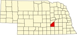 Map of Hamilton County within Nebraska