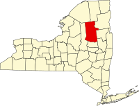 Map of New York highlighting Hamilton County