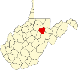 Karte von Barbour County innerhalb von West Virginia