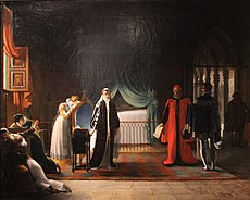 Marie Stuart, reine d'Écosse, recevant sa sentence de mort que vient de ratifier le Parlement - Jean-Baptiste Vermay - MBA Lyon 2014.jpg