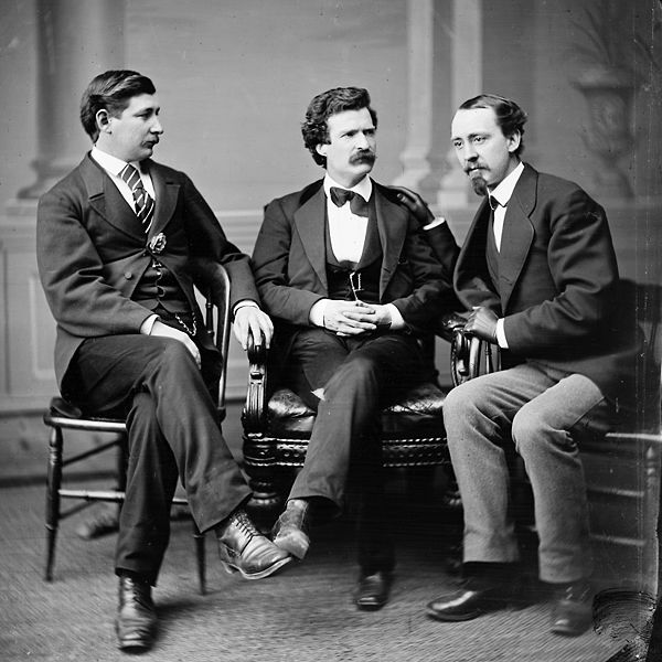 Twain with American Civil War correspondent and author George Alfred Townsend, and David Gray, editor of the rival Buffalo Courier