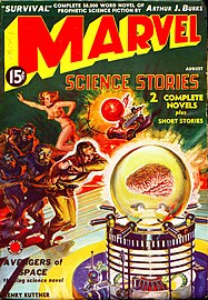 Az Avengers of Space című alkotása a Marvel Science Stories debütáló számának borítóján 1938-ban