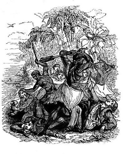 Image from John Ireland's book The shipwrecked orphans: A true narrative of shipwreck and sufferings of John Ireland and William Doyly (Teller's amusing, instructive and entertaining tales). Massacre at Boydan (Boydang).jpg