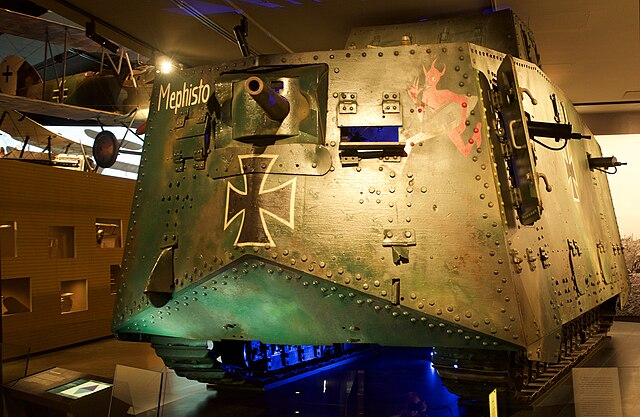 Sole surviving A7V (Mephisto) on display at the Australian War Memorial in Canberra