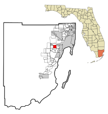 Майами-Дейд, штат Флорида, зарегистрированный и некорпоративный регионы Westchester Highlighted.svg