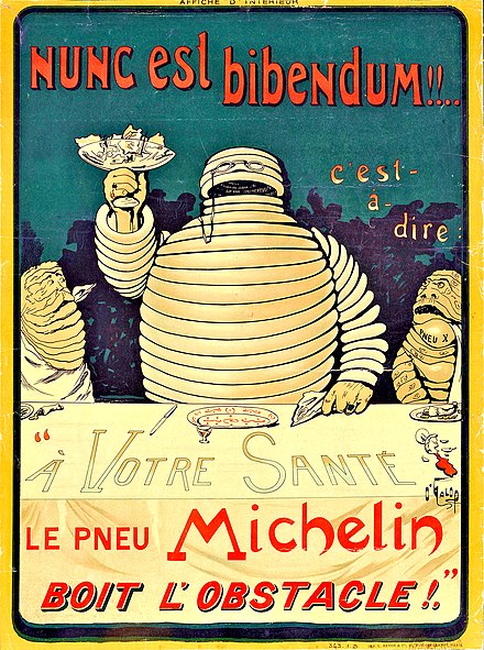 Bibendum (the symbol of the Michelin tyre company) takes his name from the opening line of Ode 1.37, Nunc est bibendum.