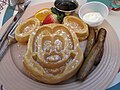 Mickey waffle with sausages for breakfast.jpg