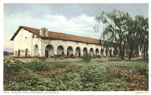 Mission San Fernando: in a circa 1900 postcard