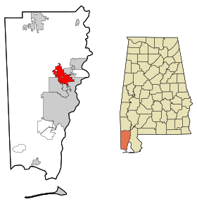 Mobile County Alabama Incorporated and Unincorporated areas Saraland Highlighted.svg