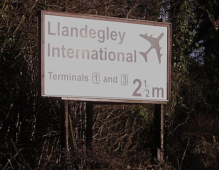 Signpost for Llandegley airport