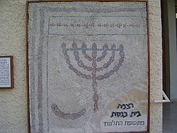 Mozaika ze starobylé synagogy objevené u Tel Menora