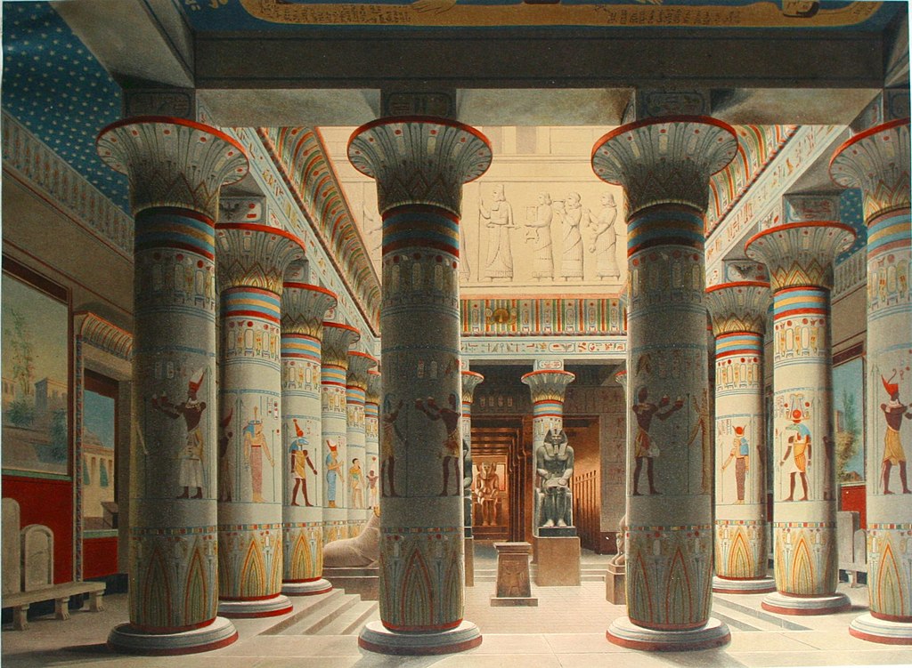 Intérieur de la salle égyptienne du musée Neus avant sa destruction en 1945.