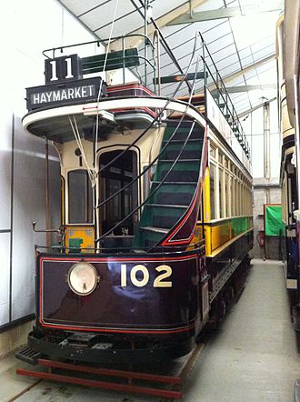 Tramcar 102 preserved at the National Tramway Museum Newcastle Corporation Tramways 102.jpg