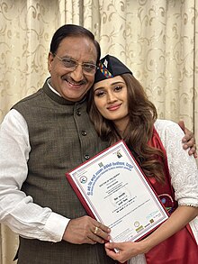 Nishank with her father Dr. Ramesh Pokhriyal