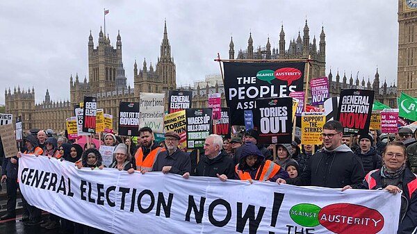 People's Assembly National Demonstration crosses Westminster Bridge with Jeremy Corbyn and John McDonnell leading the march, 5 November 2022