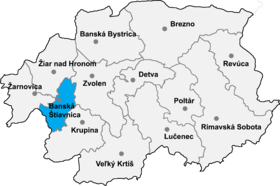 Okrug Banská Štiavnica na karti