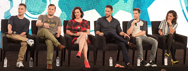 Orphan Black cast members, from left to right: Ari Millen, Kristian Bruun, Maria Doyle Kennedy, Dylan Bruce, Jordan Gavaris, and Tatiana Maslany