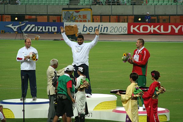 Victory ceremony (including the later disqualified Mikhnevich)