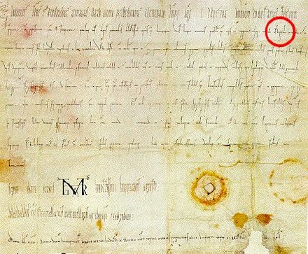 La aparición más antigua de la palabra «Ostarrîchi» está en este documento del año 996 suscrito por el emperador Otón III.