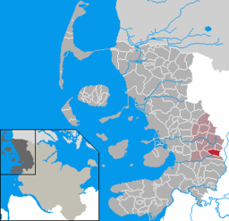 Läget för kommunen Oster-Ohrstedt i Kreis Nordfriesland