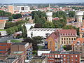 Panoramblick vom Beffroi de Dunkerque 02 - Blick auf das Museum der schönen Künste und die beiden Wassertürme.JPG