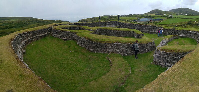 File:Panoramic view of Leacanabuaile stone fort, Kimego West, Cahersiveen, County Kerry - geograph.org.uk - 5650846.jpg