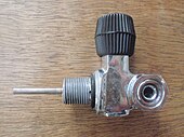 A cylinder valve showing a DIN plug fitted.