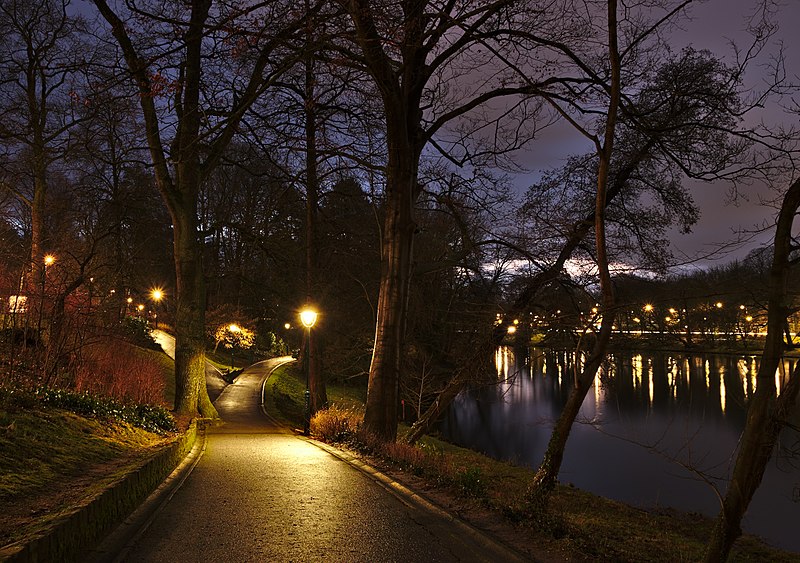 File:Parc Tenreuken looking South from the West side during the sunset nautical twilight, Auderghem, Belgium (DSCF3754).jpg