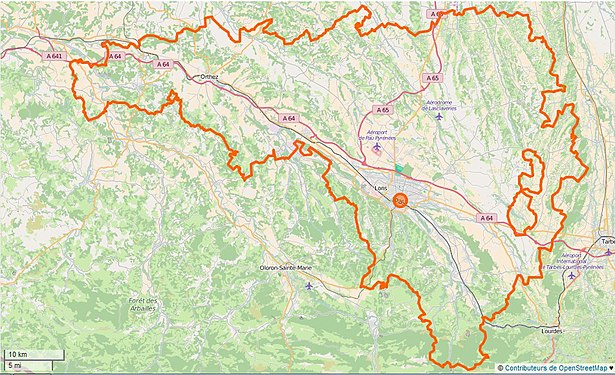 Carte matérialisant les limites d'un arrondissement.