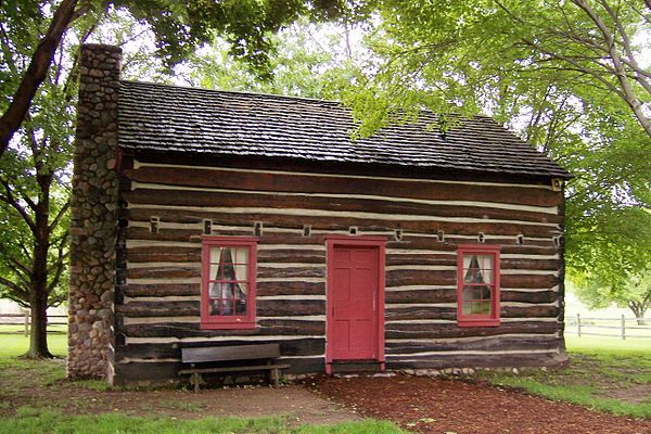 A reconstruction of the original log house of Peter Whitmer Sr. in Fayette, New York