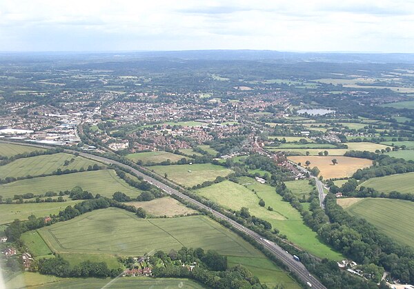 Aerial view from SW with the A3 in the foreground