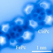 AFM image of Fe and Co phthalocyanines Phthalocyanine AFM.jpg