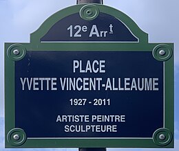 Plaque Place Yvette Vincent Alleaume - Paris XII (FR75) - 2021-06-03 - 1.jpg