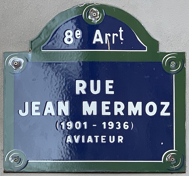 File:Plaque Rue Jean Mermoz - Paris VIII (FR75) - 2021-08-22 - 1.jpg