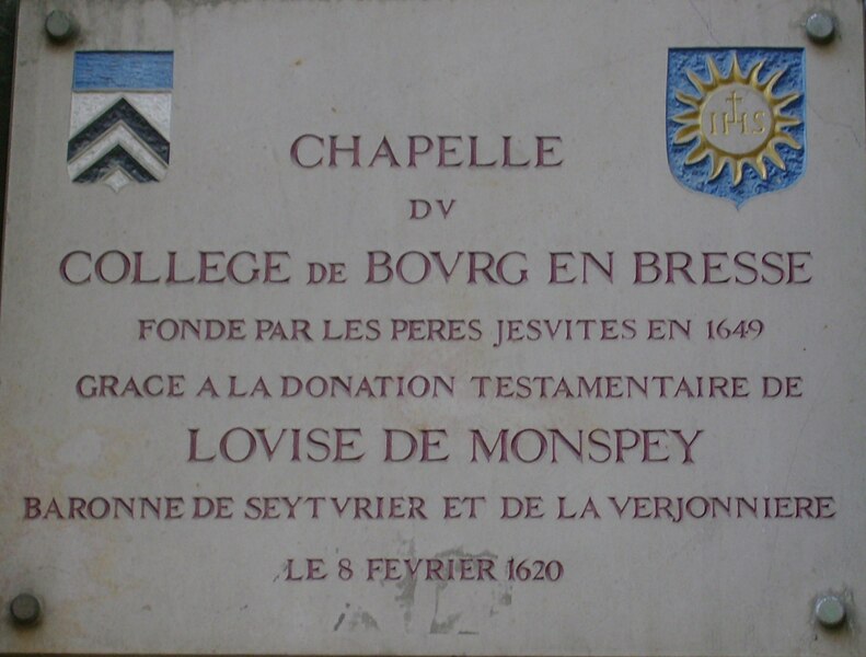 File:Plaque de la chapelle des Jésuites au Lycée Lalande à Bourg-en-Bresse.JPG
