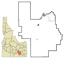 Power County Idaho Incorporated and Unincorporated areas American Falls Highlighted.svg