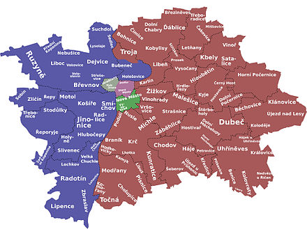 Map of the neighbourhoods of Prague