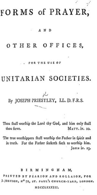 Forms of Prayer (1783) by Joseph Priestley, a Unitarian liturgy published by Joseph Johnson