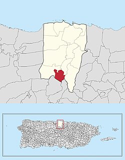 Location of Quebrada Arenas within Vega Baja in Puerto Rico