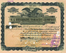 Share of the R. J. Reynolds Tobacco Company, issued 15 March 1906 R. J. Reynolds Tobacco Company 1906.jpg