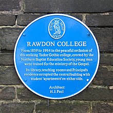 Rawdon College plaque Jan 2022.jpg