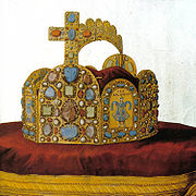 La corona imperial del Sacru Imperiu Romanu-Xermánicu, acuarela de Johann Adam Delsenbach, fecha en 1751.