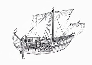 Croquis de un buque mercante romano.