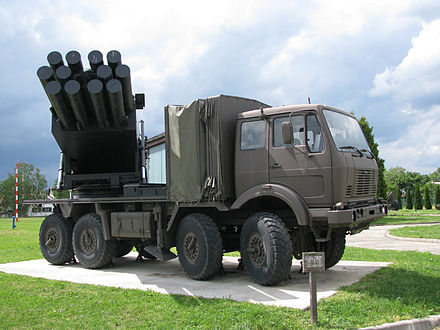 An example of the M-87 Orkan rocket launcher used in the 2–3 May Zagreb attacks