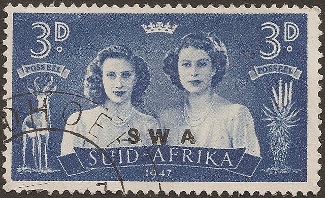 South West Africa stamp: Princesses Elizabeth and Margaret on the 1947 Royal Tour of South Africa