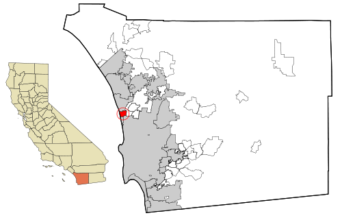 Location of Solana Beach within San Diego County, California