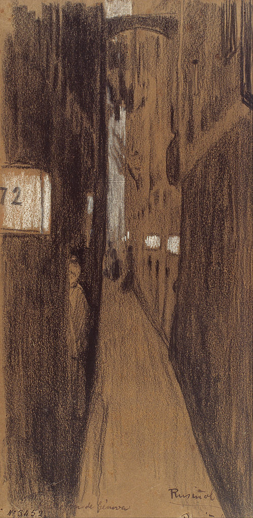 "Allée à Gênes" Dessin de Santiago Rusiñol (1894).