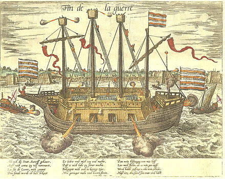 Dutch Finis Belli, a fortified ship meant to break the Spanish blockade.