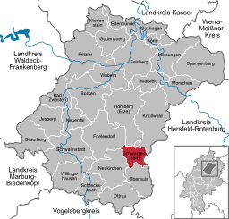 Läget för Schwarzenborn i Schwalm-Eder-Kreis